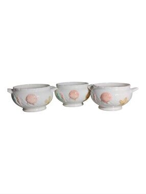 Himark Chowder/Soup White Ceramic Shell Bowl - Set of 3